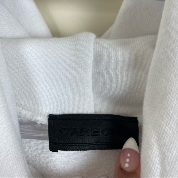 Carbon38 White Lace Up Corset Hoodie French Terry Sweatshirt Size Small - Picture 7 of 13